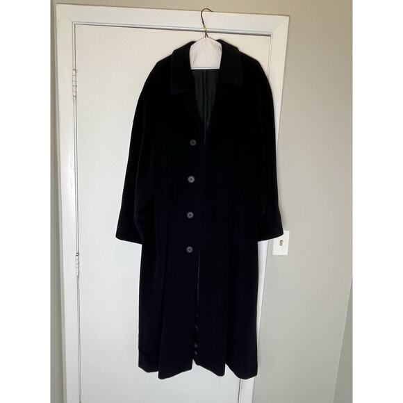 VTG Giorgio Armani Men’s Wool Cashmere Black Overcoat Single Breasted Long Coat - Picture 1 of 11